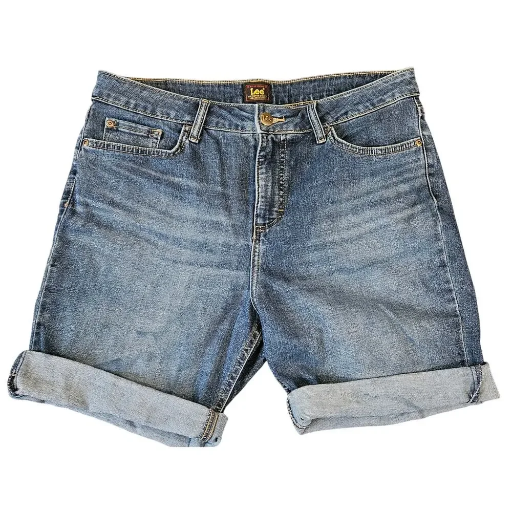 Lee Denim Cuffed Bermuda Jean Shorts